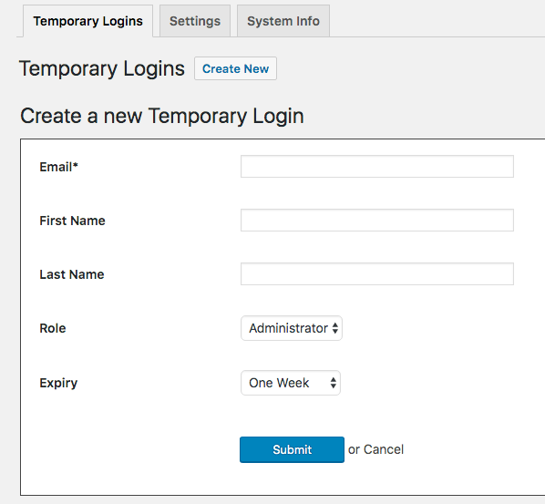 Temporary WordPress login without password